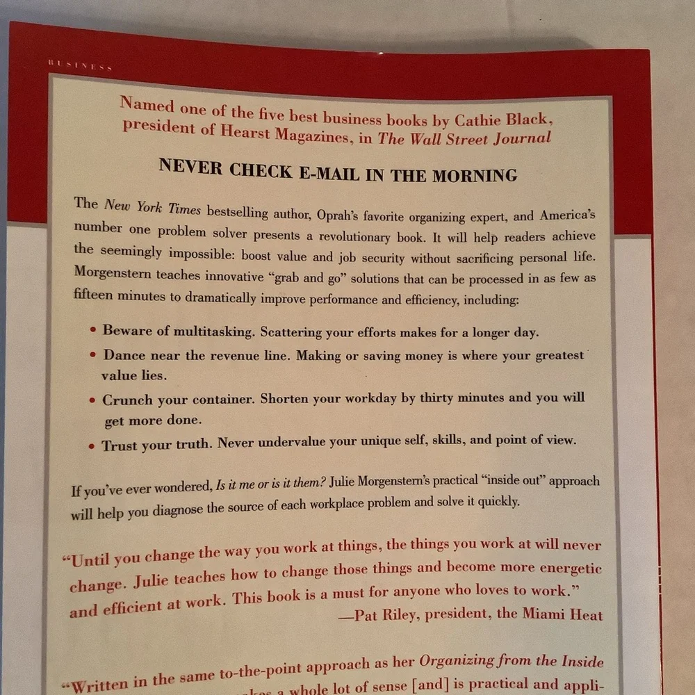 Julie Morgenstern Never Check E-Mail In The Morning Softcover Book - Picture 2 of 7